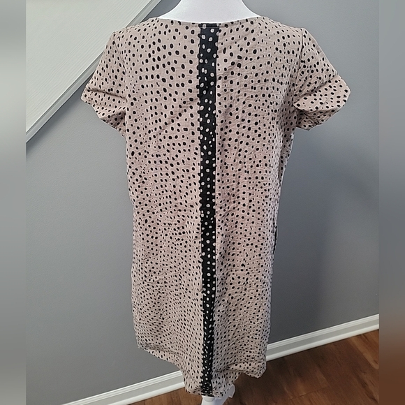 Habitat Dress Sheath Tan Black Dots Size Small Coastal Resortwear Midi Pockets - Picture 4 of 6